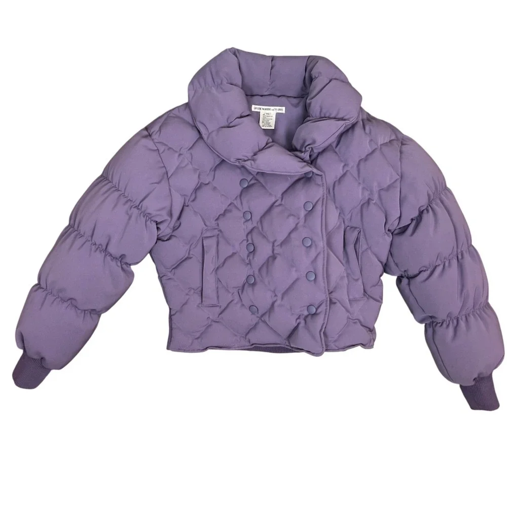 Catherine Malandrino x The Limited Down Puffer Jacket Purple Quilted XL‎ Cropped
